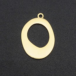 Honeyhandy 201 Stainless Steel Pendants, Laser Cut, Hollow, Oval, Real 18K Gold Plated, 22x16x1mm, Hole: 1.6mm