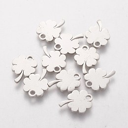 Honeyhandy 201 Stainless Steel Charms, Clover, Stainless Steel Color, 12x9x1mm, Hole: 1.5mm