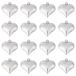 SUNNYCLUE 1 Box 100Pcs Valentines Day Puff Heart Charm 316 Stainless Steel Love Charms Silver Hearts Charms for Jewelry Making Charms DIY Necklace Earrings Crafts Women Adult Supply