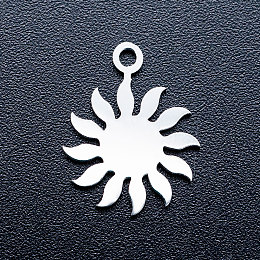 Honeyhandy 201 Stainless Steel Pendants, Stamping Blank Tag Charms, Sun, Stainless Steel Color, 16x12.5x1mm, Hole: 1.5mm