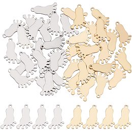 UNICRAFTALE 40Pcs Golden/Stainless Steel Color Footprint Charms 304 Stainless Steel Footprint Pendants 1.2mm Hole Dangle Charms Earring Charms Bracelets Necklace Pendants for Jewelry Making Charms