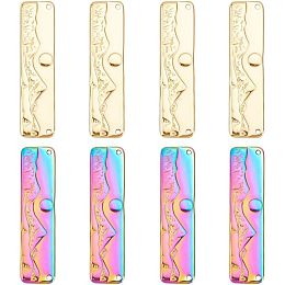 UNICRAFTALE 12Pcs 3 Colors 304 Stainless Steel Rectangle with Mountain Pendants Links Connectors Link Charm Flat Metal Double Hole Link Connector for Bracelets Necklace Jewelry Making