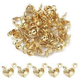 Honeyhandy 304 Stainless Steel Bead Tips, Calotte Ends, Clamshell Knot Cover, Real 18K Gold Plated, 8x4mm, Hole: 1.2mm, Inner Diameter: 3mm