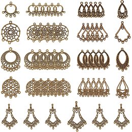 SUNNYCLUE 1 Box 54Pcs 9 Style Tibetan Earring Chandelier Connector Charms Findings Loops Jewelry Making Kit for Earring Drop and Charm Pendant, Antique Bronze