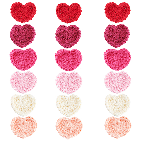 FINGERINSPIRE 18Pcs Love Heart Crochet Appliques Heart Shaped Cotton Crochet Patches Assorted Colors Heart Handmade Cloth Patch Ornament Accessories for Clothing Repair DIY Sewing Craft Decoration