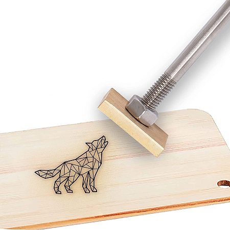OLYCRAFT Wood Leather Cake Branding Iron 1.2 inch Branding Iron Stamp Custom Logo BBQ Heat Bakery Stamp with Brass Head & Wood Handle for Woodworking Baking Handcrafted Design - Wolf