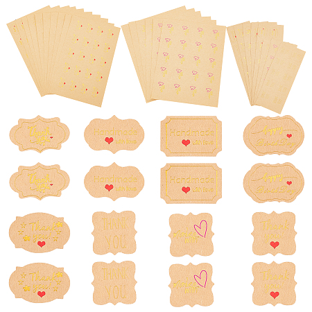 OLYCRAFT 400Pcs 8 Styles Valentine's Day Kraft Paper Stickers Birthday Kraft Paper Sealing Stickers DIY Kraft Tag Stickers for Gift Wrapping Bags Envelope Decoration Sealing