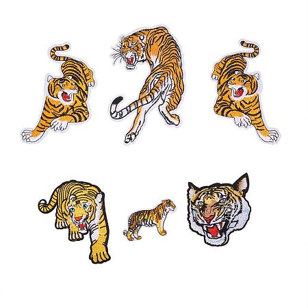 NBEADS 6 Pcs Roaring Bengal Striped Tiger Embroidered Cloth Patches DIY Iron On Patches Sew On Applique Craft Patch for Bags Jackets Jeans Backpack