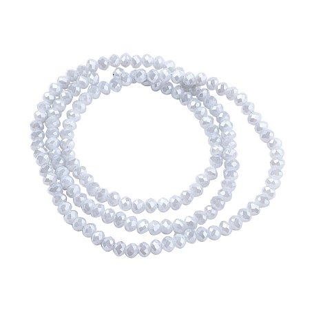 NBEADS 10 Strands Imitation Jade Faceted Abacus White Smoke Electroplate Glass Beads Strands with 4x3mm,Hole: 1mm,About 150pcs/strand