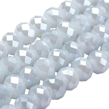 NBEADS 10 Strands of White Smoke Briolette Glass Beads, 4mm Rondelle Faceted Glass Beads for Jewelry Making, DIY Beading Projects, Bracelets, Necklaces, Earrings