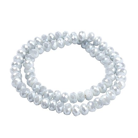 NBEADS 10 Strands Imitation Jade Faceted Abacus WhiteSmoke Electroplate Glass Beads Strands with 8x5mm,Hole: 1mm,about 72pcs/strand