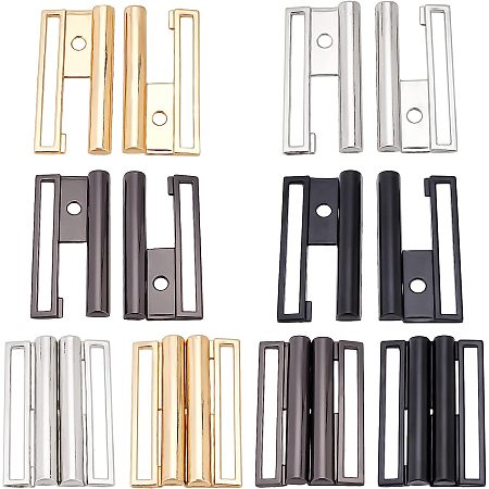 BENECREAT 8Sets 4 Colors Alloy Belt Clasp, 2.7x5.6cm/1x2.2 Metal Hook Buckle Fastening Belt Accessories for Down Jackets Coats Windbreakers(2Sets/Color)