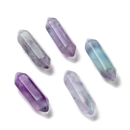 Natural Colorful Fluorite Beads, No Hole, Faceted, Bullet, 22~23x6x6mm