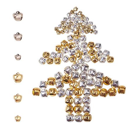 PandaHall Elite About 460pcs 2 Colors 3 Sizes Iron Craft Jingle Bells Mini Small Bell  Charms Loose Beads or Christmas, Party Decorations Jewelry Making (Golden and Platinum)