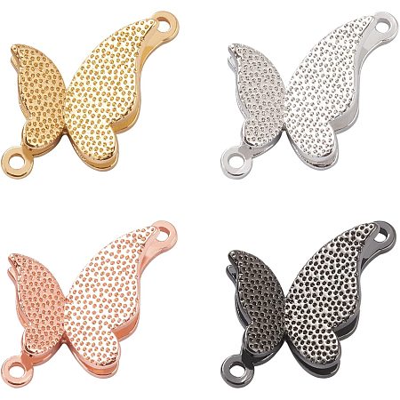 BENECREAT 12Pcs 4 Colors Brass Butterfly Charms Cute Butterfly Pendants Bracelet Charms Links Connectors(17.5x10x5mm) for DIY Necklace Bracelet Earrings Jewelry Making