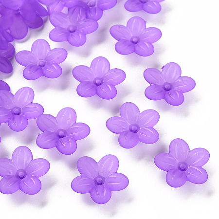 Arricraft Frosted Acrylic Bead Caps, 5-Petal, Flower, Blue Violet, 19.5x20x5.5mm, Hole: 1.6mm, about 740pcs/500g