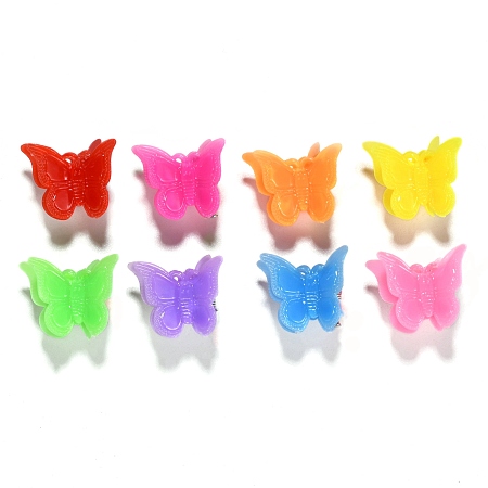 Honeyhandy Kids Hair Accessories, Plastic Claw Hair Clips, Butterfly, Mixed Color, 18x18mm, about 100pcs/bag