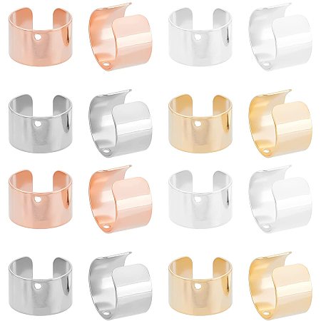 DICOSMETIC 40pcs 4 Colors Stainless Steel Cuff Earrings Fake Helix Cuff Earrings Conch Cuffs Earrings Non-Pierced Earring Setting Adjustable Clip-on Earring Findings for DIY Jewelry Making Craft