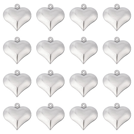 SUNNYCLUE 1 Box 100Pcs Valentines Day Puff Heart Charm 316 Stainless Steel Love Charms Silver Hearts Charms for Jewelry Making Charms DIY Necklace Earrings Crafts Women Adult Supply