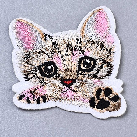Honeyhandy Cat Appliques, Computerized Embroidery Cloth Iron on/Sew on Patches, Costume Accessories, Colorful, 74x67.5x1.5mm