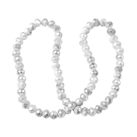 NBEADS 1 Strand Imitation Jade Faceted Abacus White Electroplate Glass Bead Strands with 8x5mm,Hole: 1mm,about 72pcs/strand