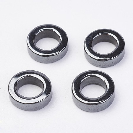 Honeyhandy Non-magnetic Synthetic Hematite Beads, Ring/Circle, 12.5x4mm, Hole: 7.5mm