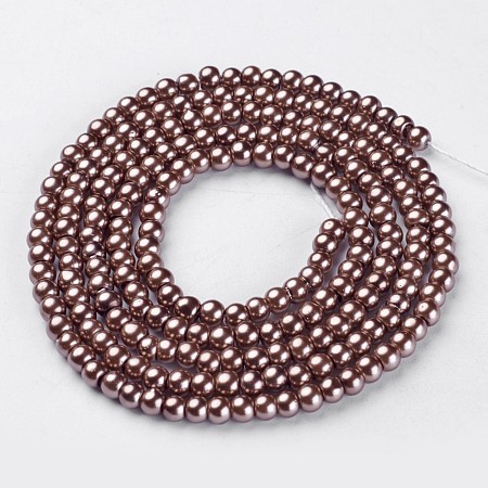 Honeyhandy Glass Pearl Beads Strands, Pearlized, Round, Dark Slate Gray, 4mm, Hole: 0.8~1mm, about 216pcs/strand, 32 inch