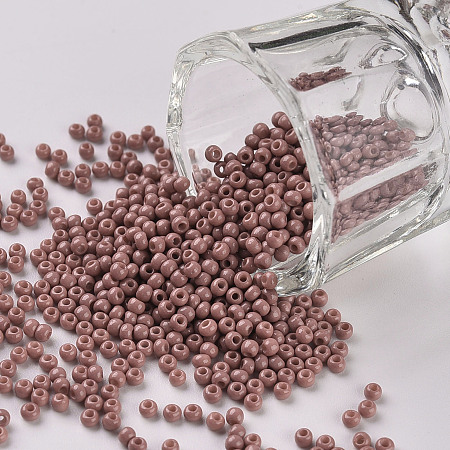FGB 11/0 Baking Paint Glass Seed Beads, Round, Light Coral, 2.3x1.5mm, Hole: 1mm, about 5300pcs/50g