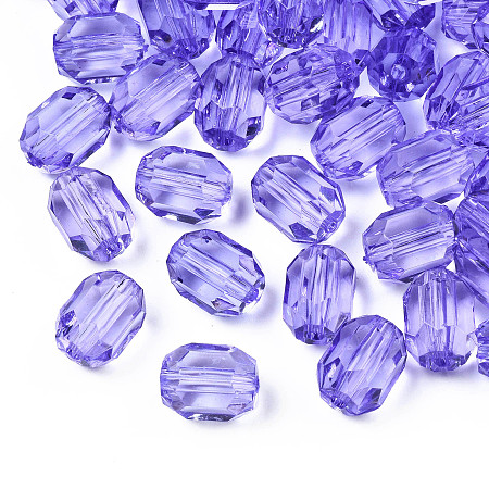 Honeyhandy Transparent Acrylic Beads, Oval, Faceted, Mauve, 14x10x10mm, Hole: 2mm