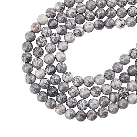 Arricraft About 184 Pcs 8mm Natural Stone Beads, Natural Picasso Jasper Round Beads, Gemstone Loose Beads for Bracelet Necklace Jewelry Making (Hole: 1mm)