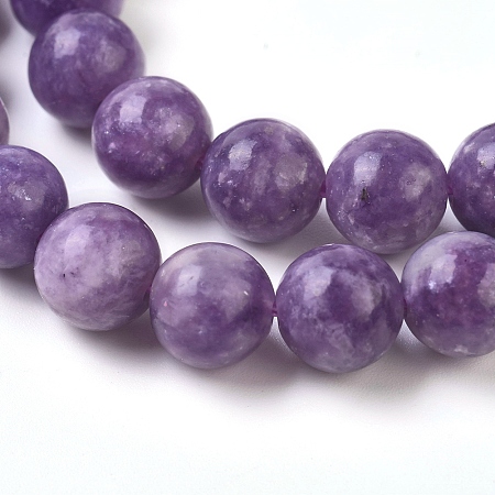 ARRICRAFT Natural Lepidolite/Purple Mica Stone Beads Strands, Round, 8mm, Hole: 1mm, about 50pcs/Strand, 15.75 inches(40cm)