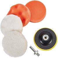 GORGECRAFT 6pcs 4 Inch Polishing Pad Kit Sponge Polishing Pad Woolen Buffer Pads with Drill Adapter for Waxing and Polishing