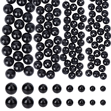 Arricraft Elite 4 Style Opaque Acrylic Beads, Round, Black, 10~20x9~19mm, Hole: 1.8~3mm, 300pcs/box