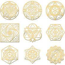 OLYCRAFT 9Pcs Sacred Geometry Metal Energy Sticker Golden Orgone Pyramid Stickers Stainless Steel Stickers for Scrapbooks DIY Resin Crafts Phone & Water Bottle Decoration