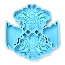 Honeyhandy DIY Straw Decoration Silicone Molds, Resin Casting Molds, Clay Craft Mold Tools, Bee, Blue, 86x82x10mm, Inner Diameter: 40x56mm and 38x24mm