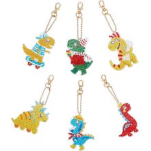 SUNNYCLUE 5D Diamond Art Painting Keychain Kit Dinosaur Stickers Animal Diamond Art Painting Keychains with Iron Swivel Clasps for DIY Handmade Diamond Painting Decorative Accessories