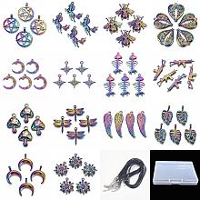 DIY Rainbow Color Pendant Necklace Making Kit, Including Alloy Pendants, Pendants: 14pcs/box