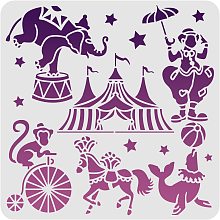 FINGERINSPIRE Circus Carnival Stencil Template 11.8x11.8inch Large DIY Paint Farmhouse Wood Signs Reusable Mylar Template for DIY Painting Drawing on Wall Fabric Furniture Floor Crafts Home Decor