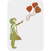 FINGERINSPIRE Balloon Stencil A4 Size The Human with a Balloon Banksy Stencil Rectangle Reusable Banksy Painting Stencil for Walls and Crafts (Plastic)