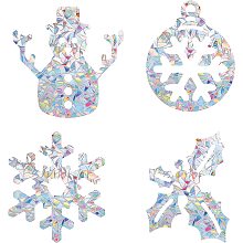 GORGECRAFT 16PCS Christmas Window Clings Snowflake Rainbow Window Glass Alert Stickers Snowman Glass Decals for Birds Strike Non Adhesive Prismatic Vinyl Film for Sliding Doors Windows Glass