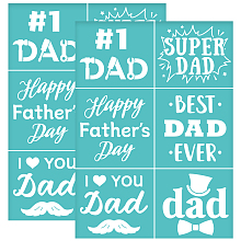 OLYCRAFT 2Pcs Self-Adhesive Silk Screen Printing Stencil Father's Day Theme Silk Screen Stencil Best Dad Reusable Mesh Stencils Transfer for DIY T-Shirt Fabric Painting - 14x19.5cm