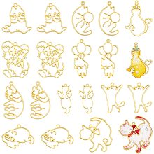 OLYCRAFT 20pcs Cat Theme Open Bezel Charms Lovely Cat Mouse Animal Pendants Alloy Frame Pendants Golden Hollow Resin Frames with Loop for Resin Jewelry Making - 10 Styles