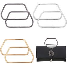 SUPERFINDINGS 6Pcs 3 Colors Metal Purse Handles Iron Handles Frame 2.56 Inch Trapezoidal Hexagon Handbag Handle Purse Handles Replacement for Bag Making, Purse Making, Handle Replacement