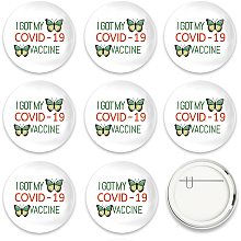 GLOBLELAND 9 Pcs Vaccine Button Pins I Got Vaccinated Butterfly Pattern for Men's/Women's Brooches or Doctors, Nurses, Hospitals, 2-1/4 Inch