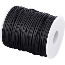 NBEADS 54.68 Yards Solid Rubber Cord, 2mm Black Plastic Rope Hollow Rubber Tubing Cord Round Elastic Cord Beading Crafting Stretch String for DIY Craft Making