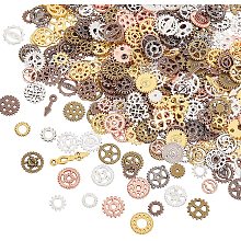 OLYCRAFT 160g Antique Steampunk Gears Charms 8-Color Wheel Gear Resin Fillers Alloy Mixed Gears Pendants for Resin Crafting, Jewelry Making and Decorations