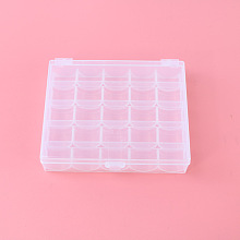 Honeyhandy Polypropylene(PP) Storage Boxes, Sewing Machine Bobbins Storage Case, Clear, 9.8x12x2.1cm, 25 Compartments