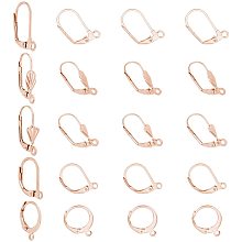 PandaHall 20pcs 5 Styles Leverback Earring Findings 304 Stainless Steel Rose Gold Leverback French Earring Hooks Open Loop Leverback Earring Hoop for Earring Making