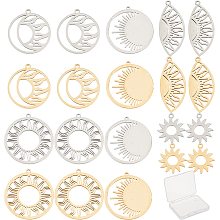 SUNNYCLUE 1 Box 20PCS 5 Style Stainless Steel Sun Moon Stars Charms Moon Charms for Bracelets Making Charms Pendants for DIY Jewelry Making Charms Necklace Crafting Earrings