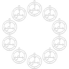 UNICRAFTALE 10pcs Flat Round Charms Stainless Steel Sigil of Lilith Pendants Metal Hollow Charms for Jewelry Making, Stainless Steel Color, Hole 1.2mm